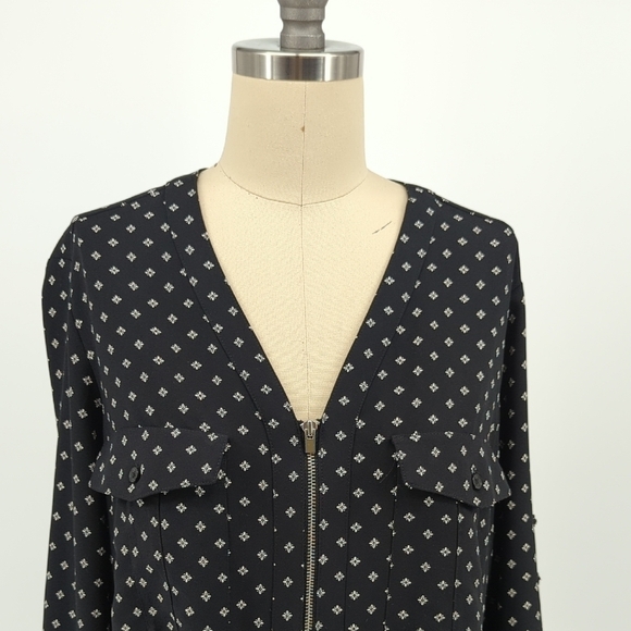 Express Motif Print Tunic Dress Black White S Business casual basic bohemian - Picture 3 of 5